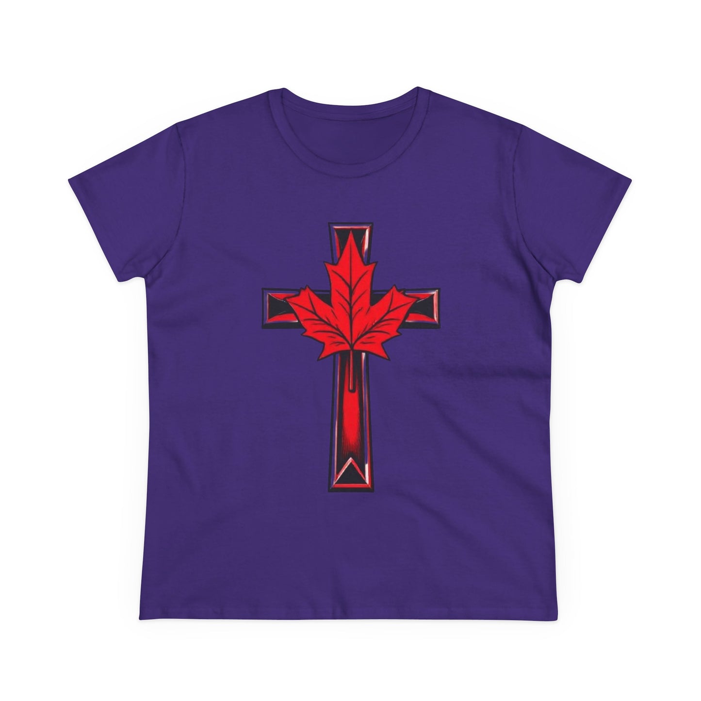 Faith & Flag – Women’s Tee with Maple Leaf Cross