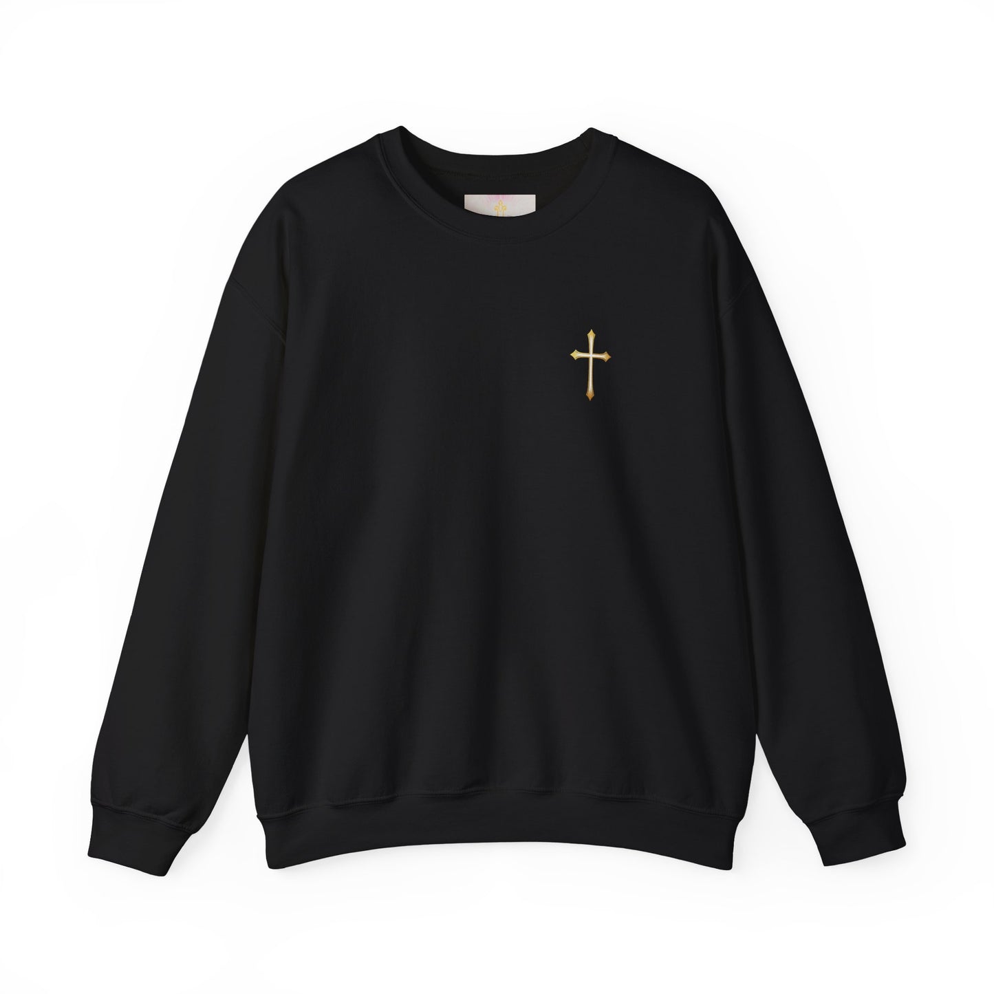 Men’s Elegance w/ Gold Cross Sweatshirt – Subtle Christian Faith Apparel