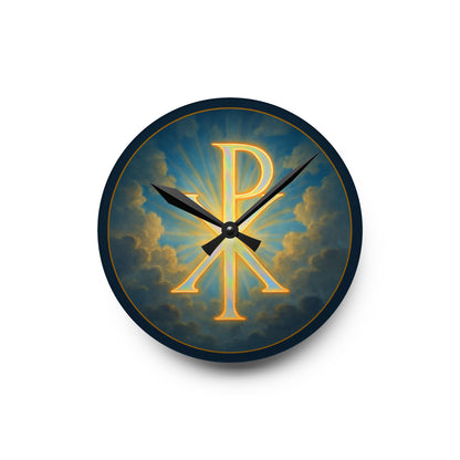 Chi Rho Sky Wall Clock – Timeless Christian Faith Decor