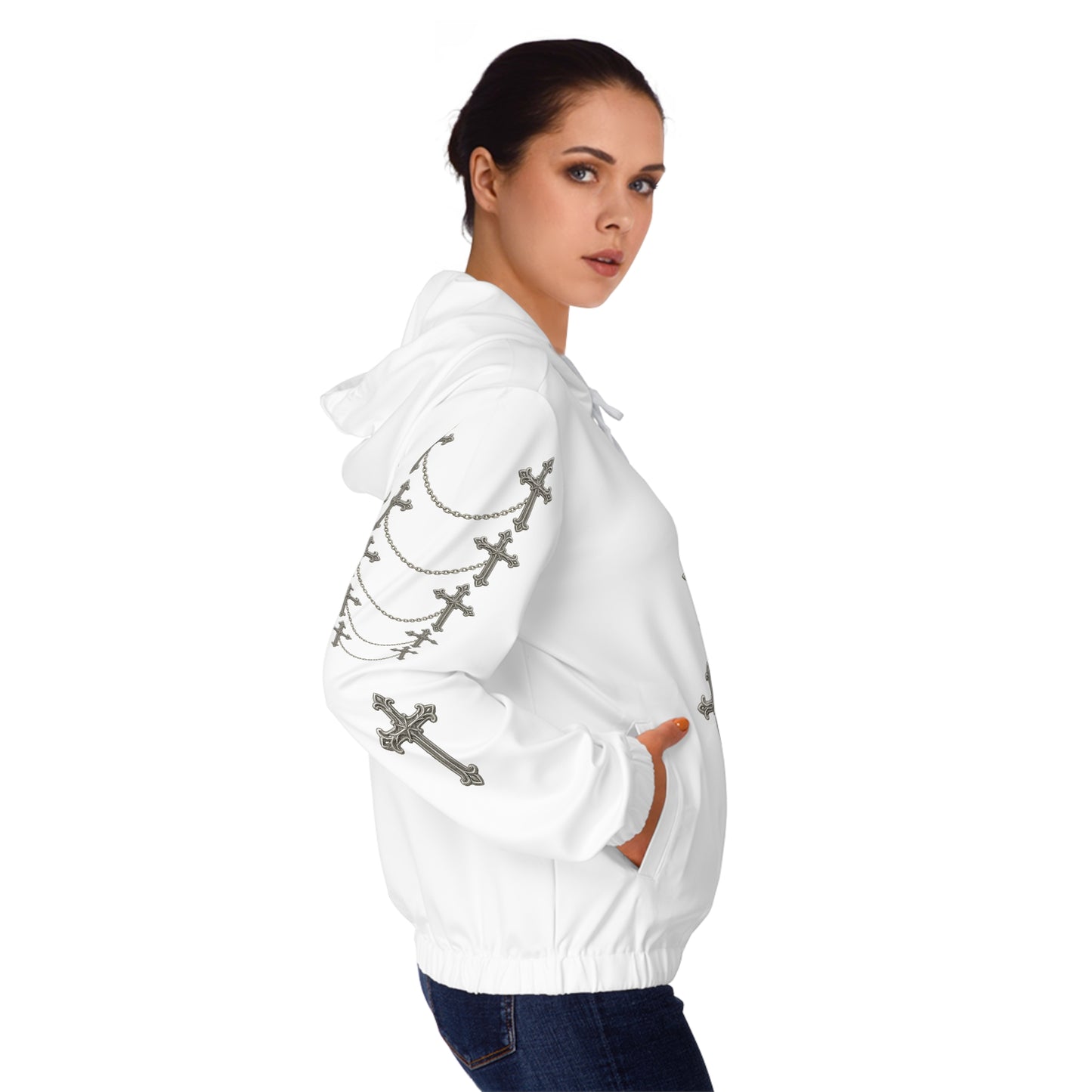 Silver Sanctuary Zip-Up Hoodie in White - Christian Apparel