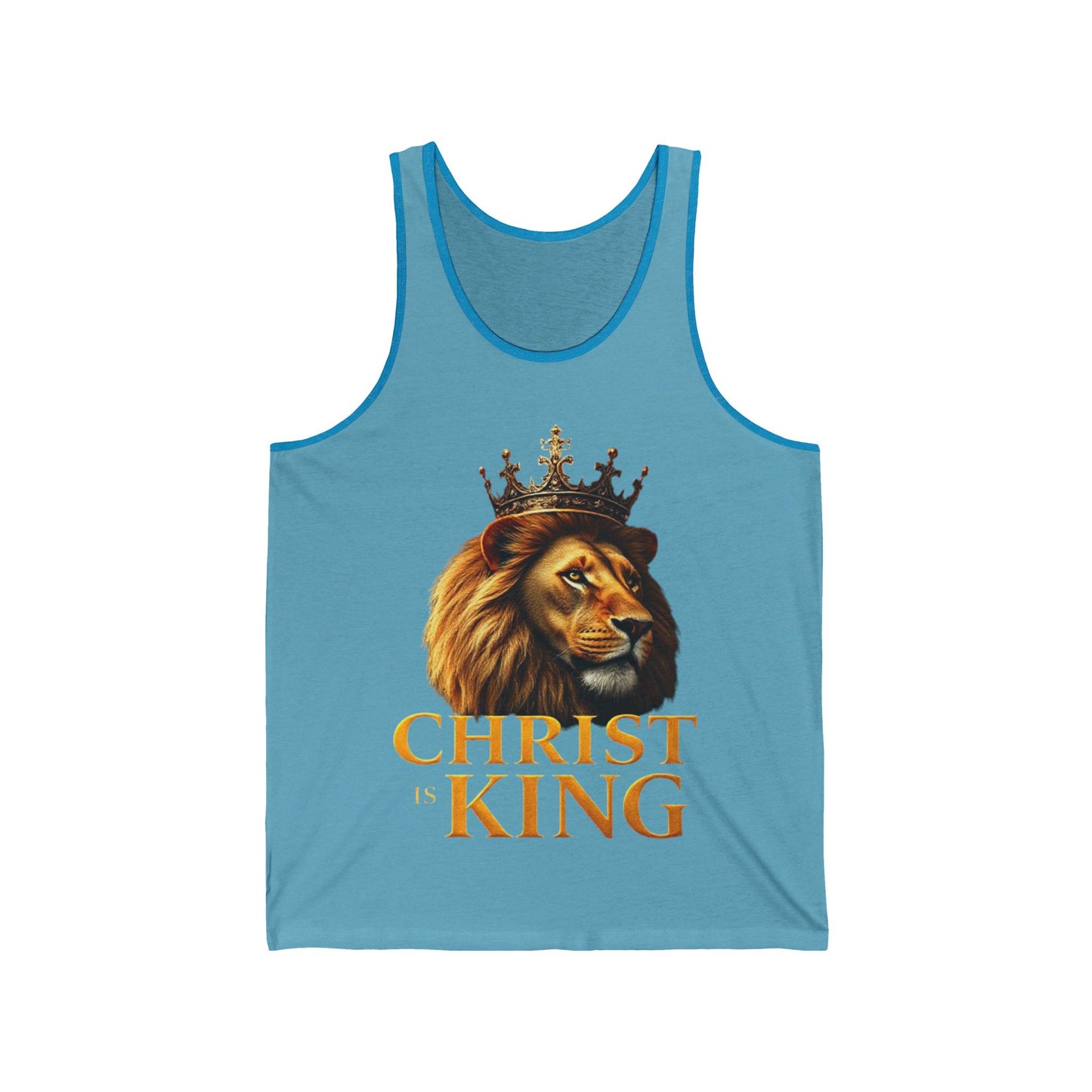 Christ is King – Men’s Christian Tank Top with Lion & Cross Design