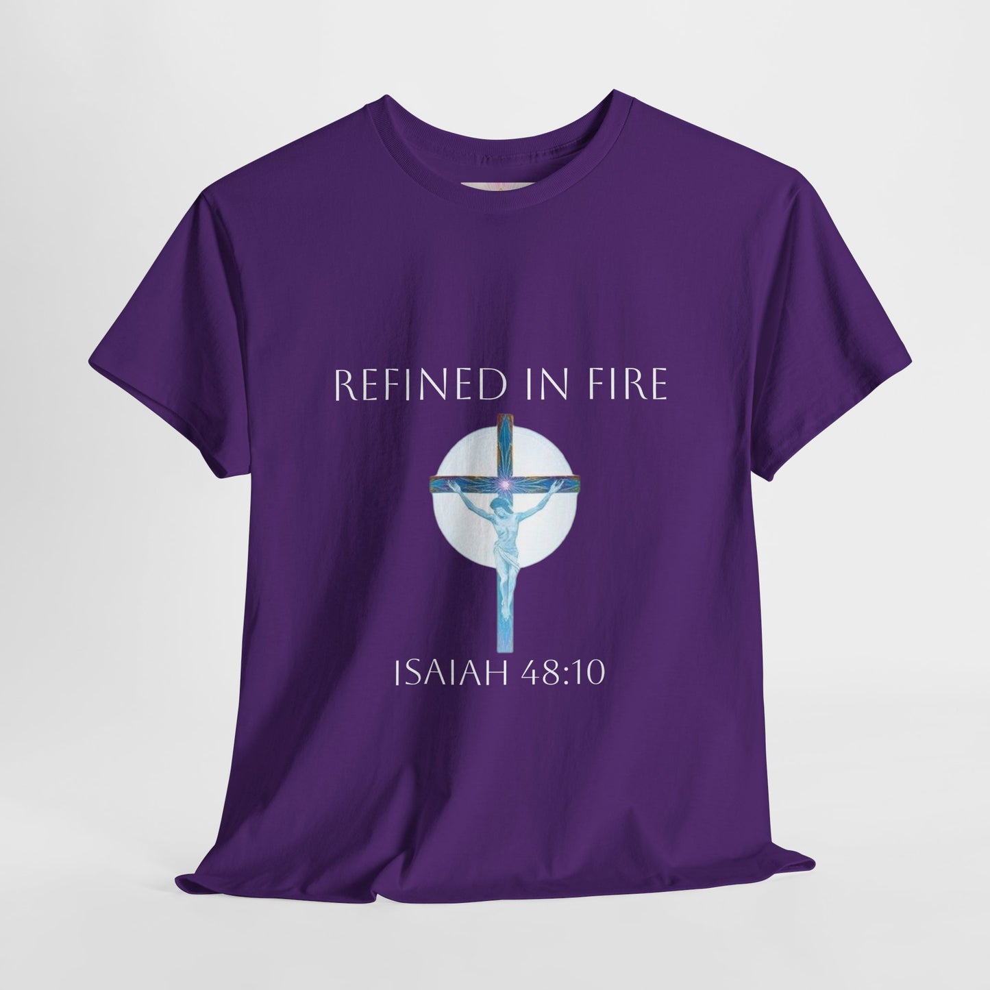 Men's Refined in Fire Christian T-Shirt – Modern Cross Design (White Lettering)
