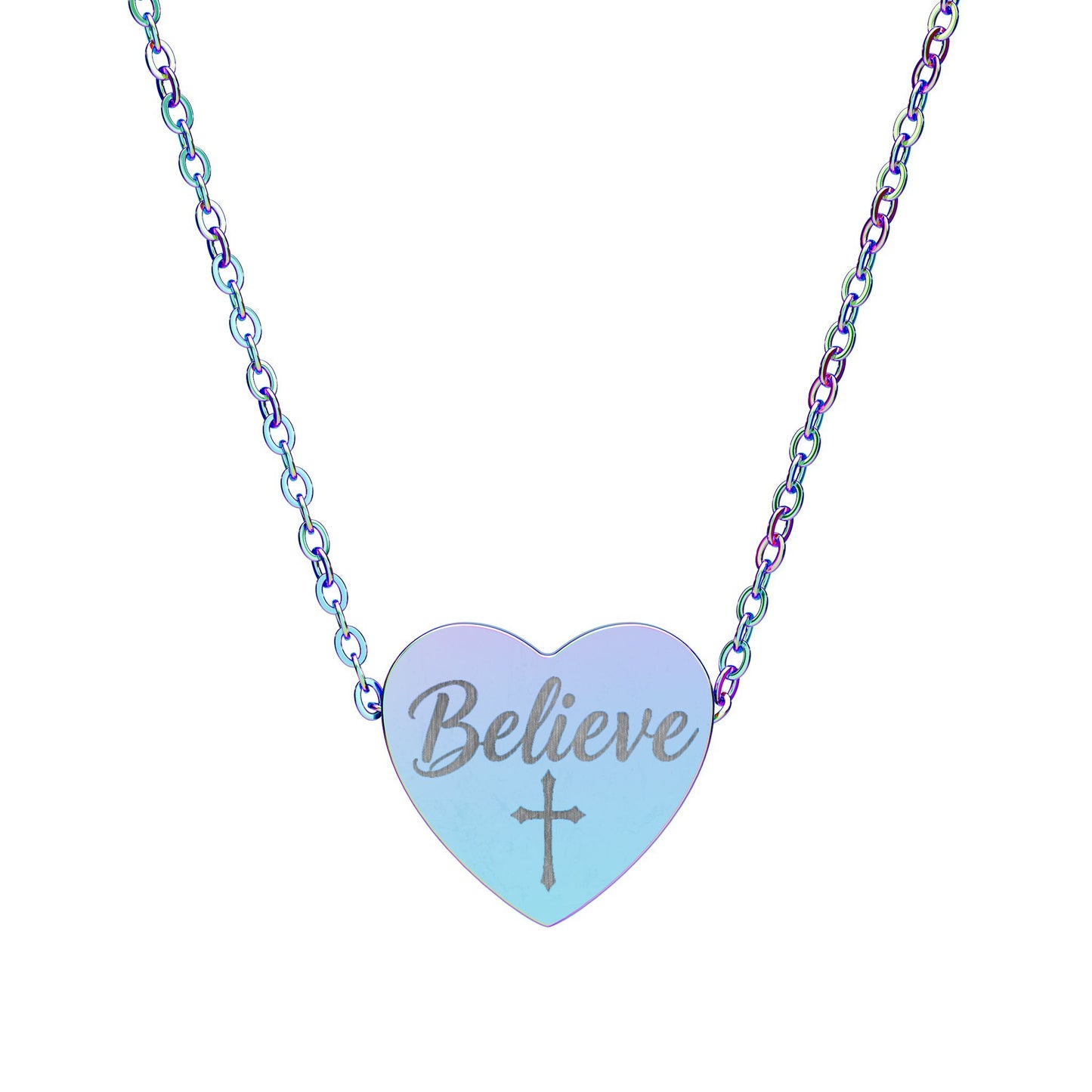 Believe Engraved Heart Necklace – Inspirational Christian Jewelry