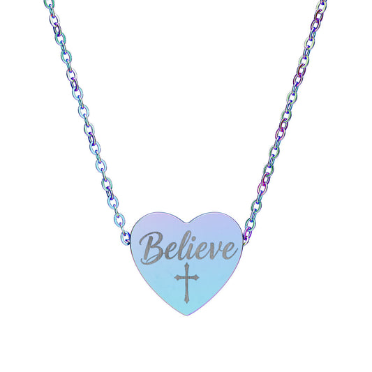 Believe Engraved Heart Necklace – Inspirational Christian Jewelry