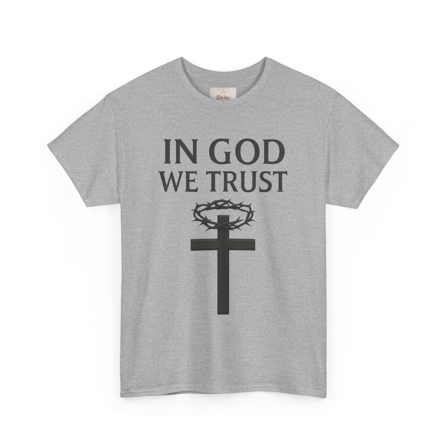 In God We Trust – Men’s Christian Tee with Cross & Crown of Thorns