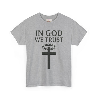 In God We Trust – Men’s Christian Tee with Cross & Crown of Thorns