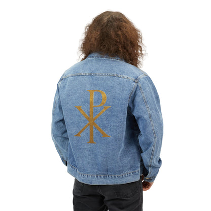 Golden Chi Rho Denim Jacket – Marked by Majesty