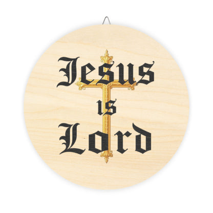 Jesus Is Lord Wall Hanging — Gold Cross Christian Décor