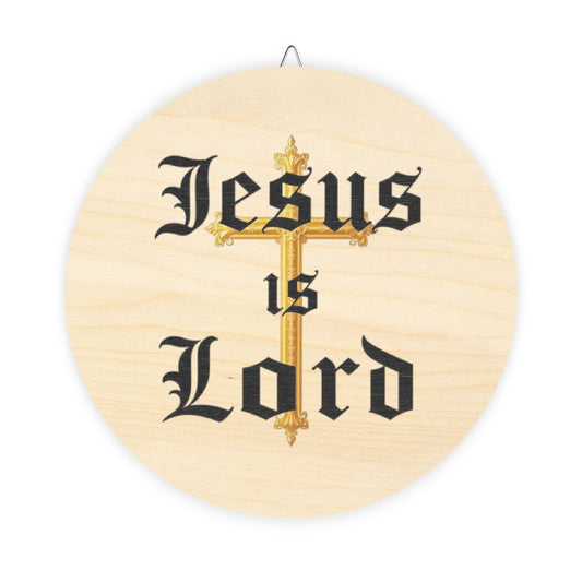 Jesus Is Lord Wall Hanging — Gold Cross Christian Décor