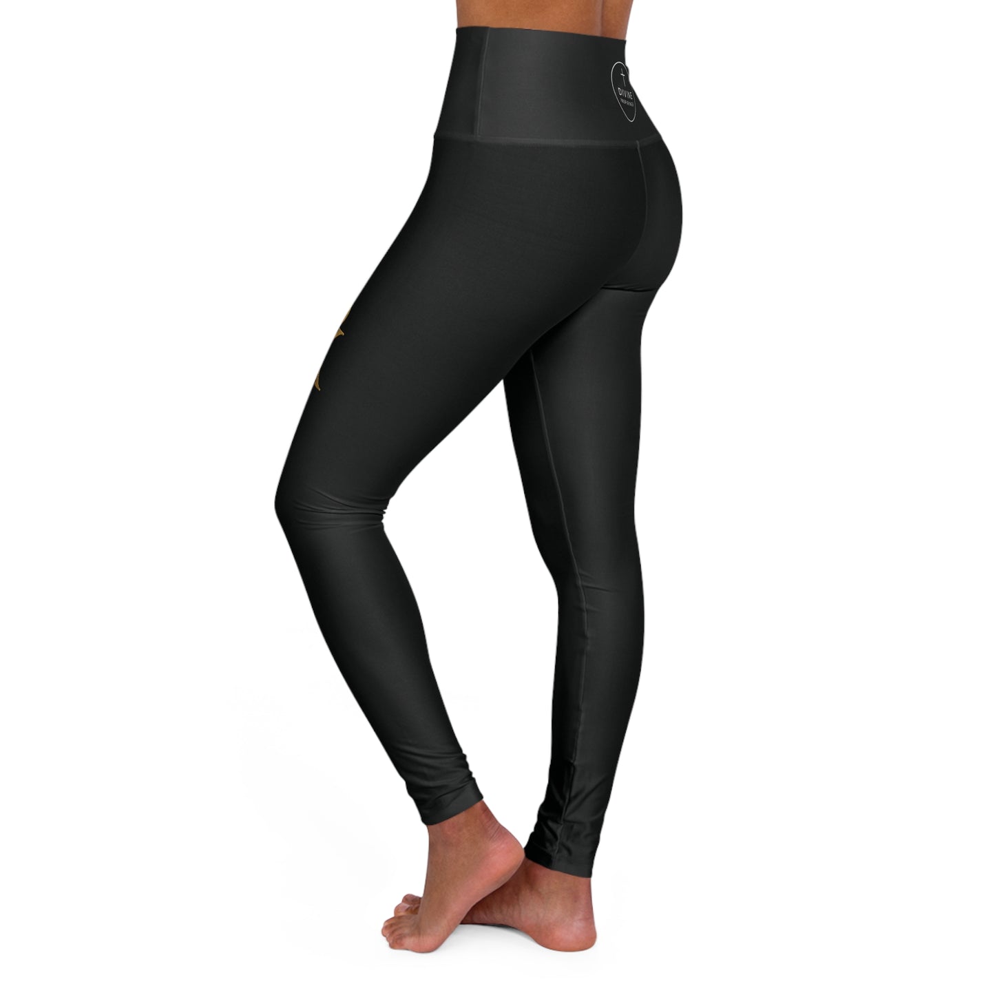 Chi Rho Women’s High-Waisted Yoga Leggings in Black – Strength and Victory in Christ