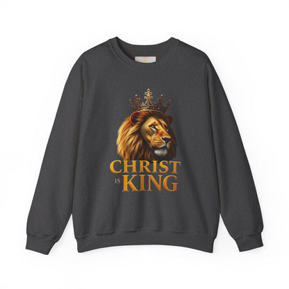 Christ is King – Women’s Christian Sweatshirt with Crowned Lion & Cross
