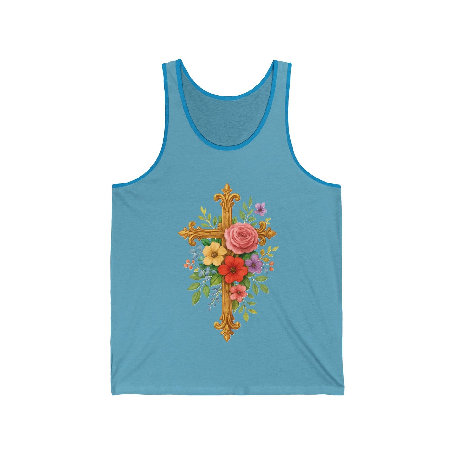 Floral Cross Women’s Tank Top – Faith That Shines