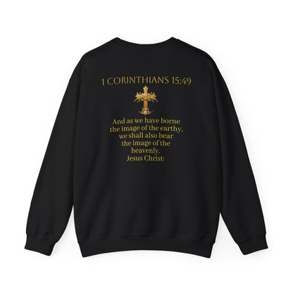 Becoming Women’s Faith Sweatshirt – Light Lettering (1 Corinthians 15:49)