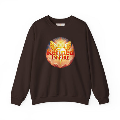 Men’s “Refined in Fire” Christian Sweatshirt – Bold Flame Design Pullover