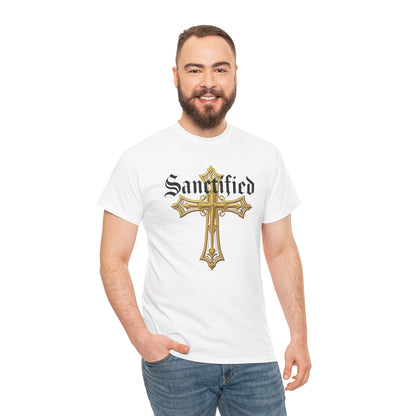 Sanctified Men's Gothic Cross T-Shirt – Faith in Bold Elegance