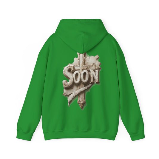 “Soon” Cross Women’s Hoodie – Back Print Christian Declaration