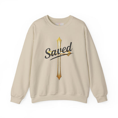 Saved Women’s Sweatshirt – Christian Faith Apparel with Cross & John 3:16