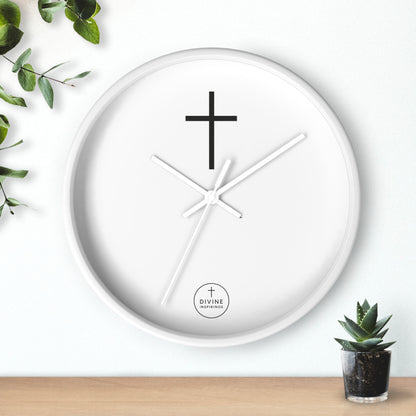 Minimalist Black Cross Wall Clock – Elegant Christian Home Decor