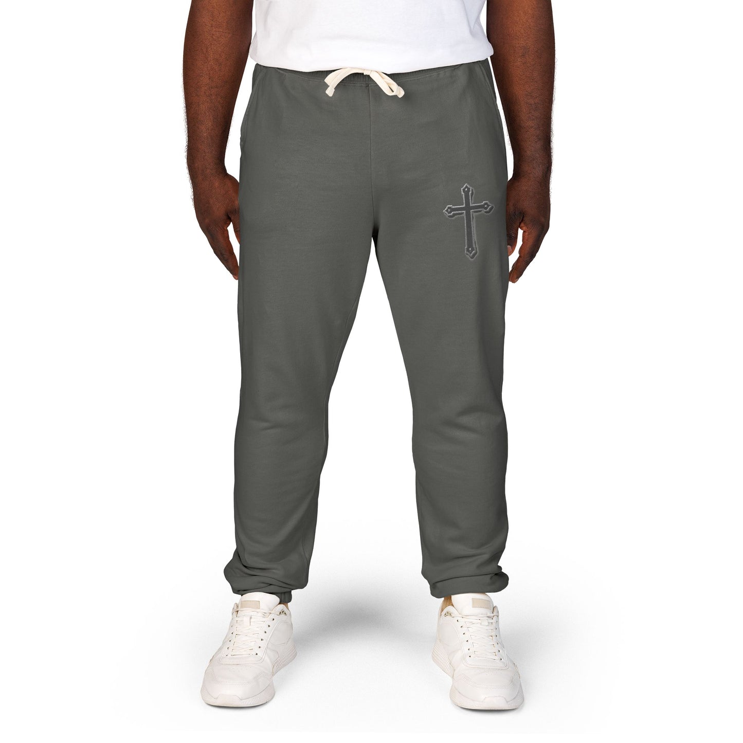 Men’s Black Cross Fleece Jogger Pants – Faith-Inspired Comfort & Everyday Style