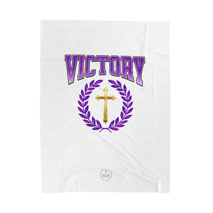 Victory in Christ Plush Velveteen Blanket