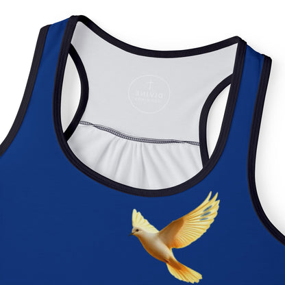 Golden Dove Women’s Christian Tank Top in Blue– Spirit of Peace and Power