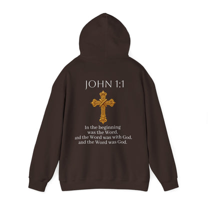 “The Word Eternal” – Women’s Christian Hoodie with White Lettering (John 1:1)