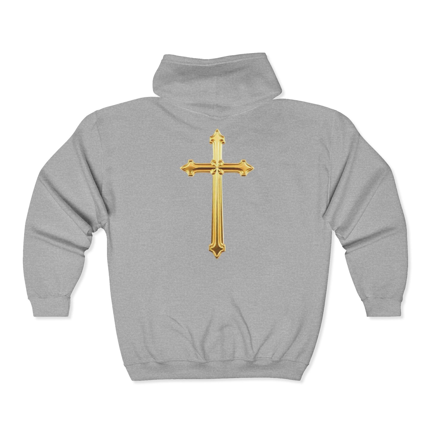 Golden Grace Women's Zip-Up Hoodie with Gold Cross Design