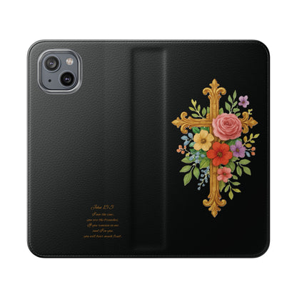 Floral Cross Wallet (black) Case for iPhone – Faith in Bloom