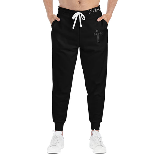 Men’s Black Cross Jogger Pants in Black – Faith-Inspired Comfort & Everyday Style