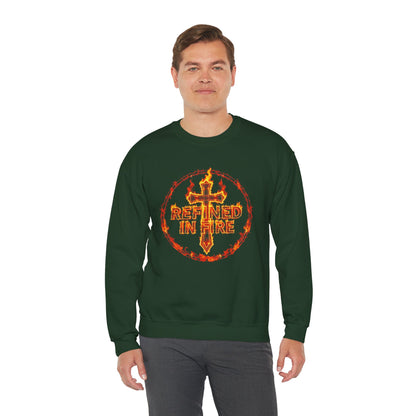 Men’s “Refined in Fire” Christian Sweatshirt – Bold Flame Design Pullover