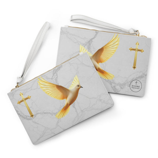 Grace in Flight, Faith in Gold Marble Clutch