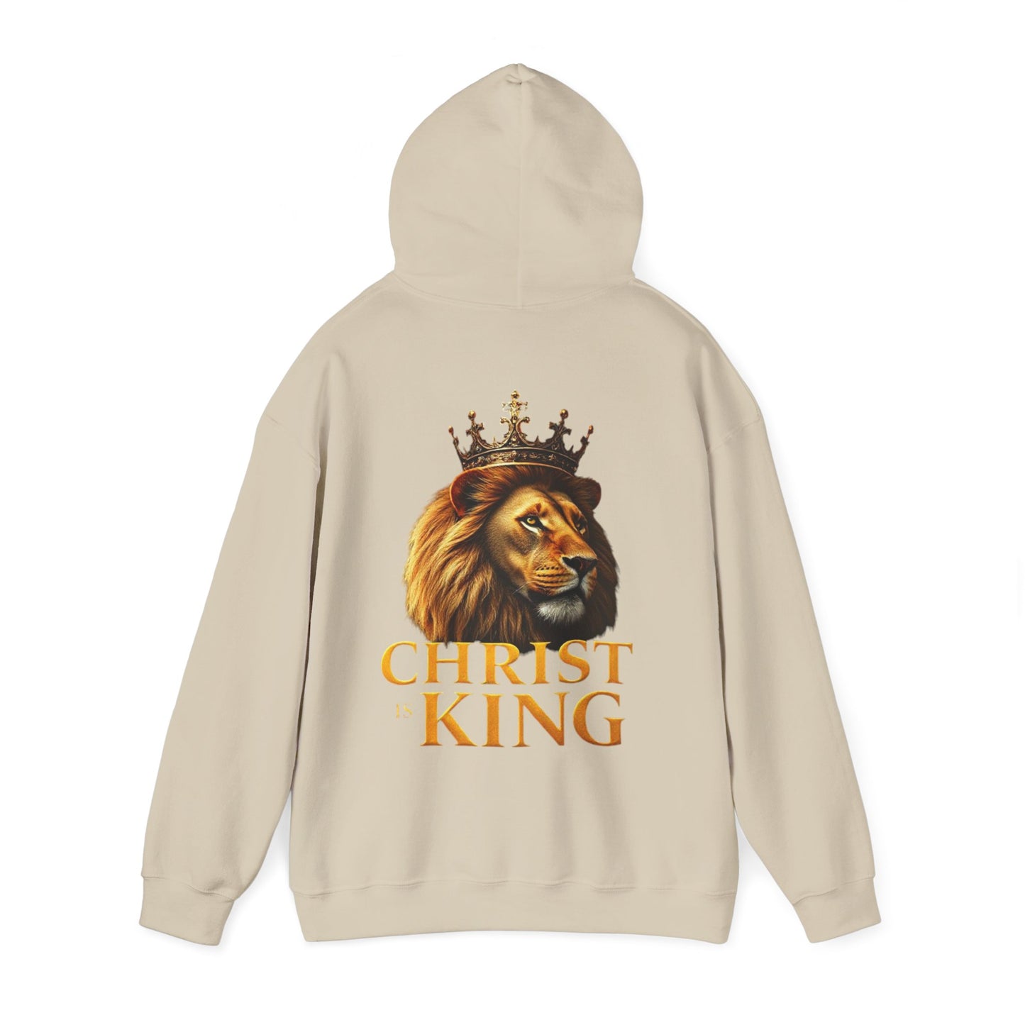 Alpha & Omega Power – Men’s Hoodie with Crowned Lion and Gold Cross