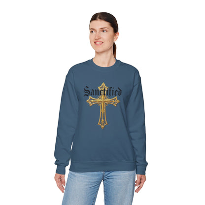 Sanctified Women's Gothic Cross Sweatshirt – Elegant Faith Wear