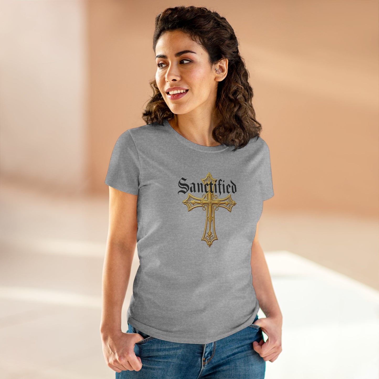 Sanctified Women's Gothic Cross T-Shirt – Faith in Bold Style