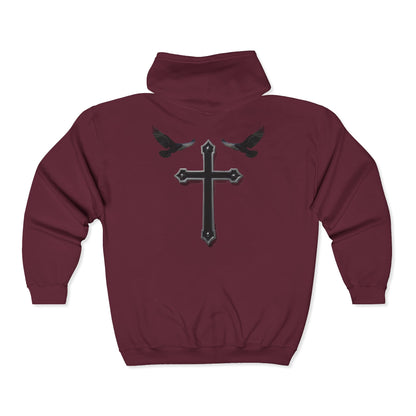 Faithful Watchers” – Cross & Crows Men’s Zip-Up Hoodie