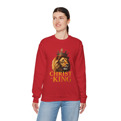 Christ is King – Women’s Christian Sweatshirt with Crowned Lion & Cross