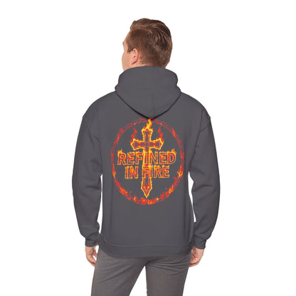 Men’s “Refined in Fire” Christian Hoodie – Flame Design Faith Pullover