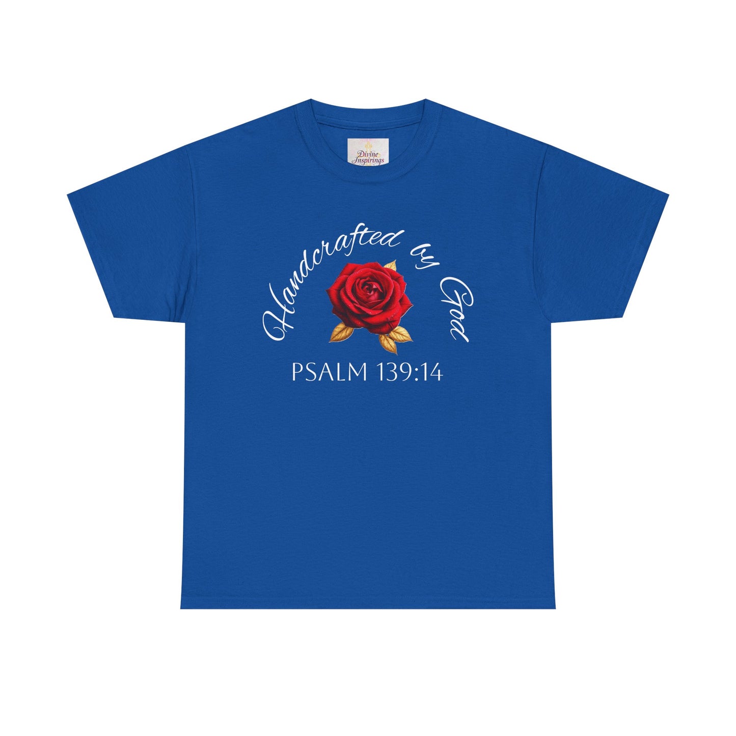 Handcrafted by God (Rose) - Woman's Christian T-Shirt (White Lettering)