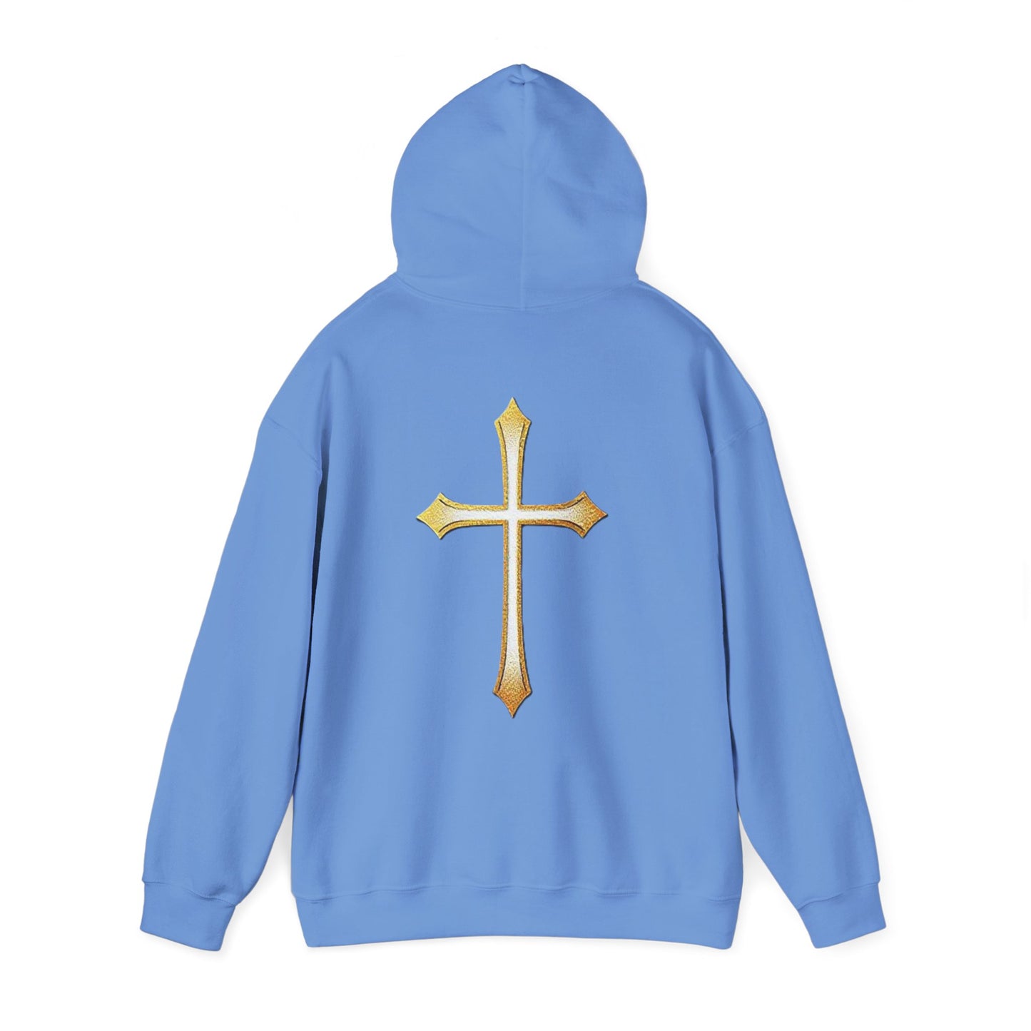Men’s Gold Cross Hoodie – Bold Christian Faith Hoodie with Front & Back Design