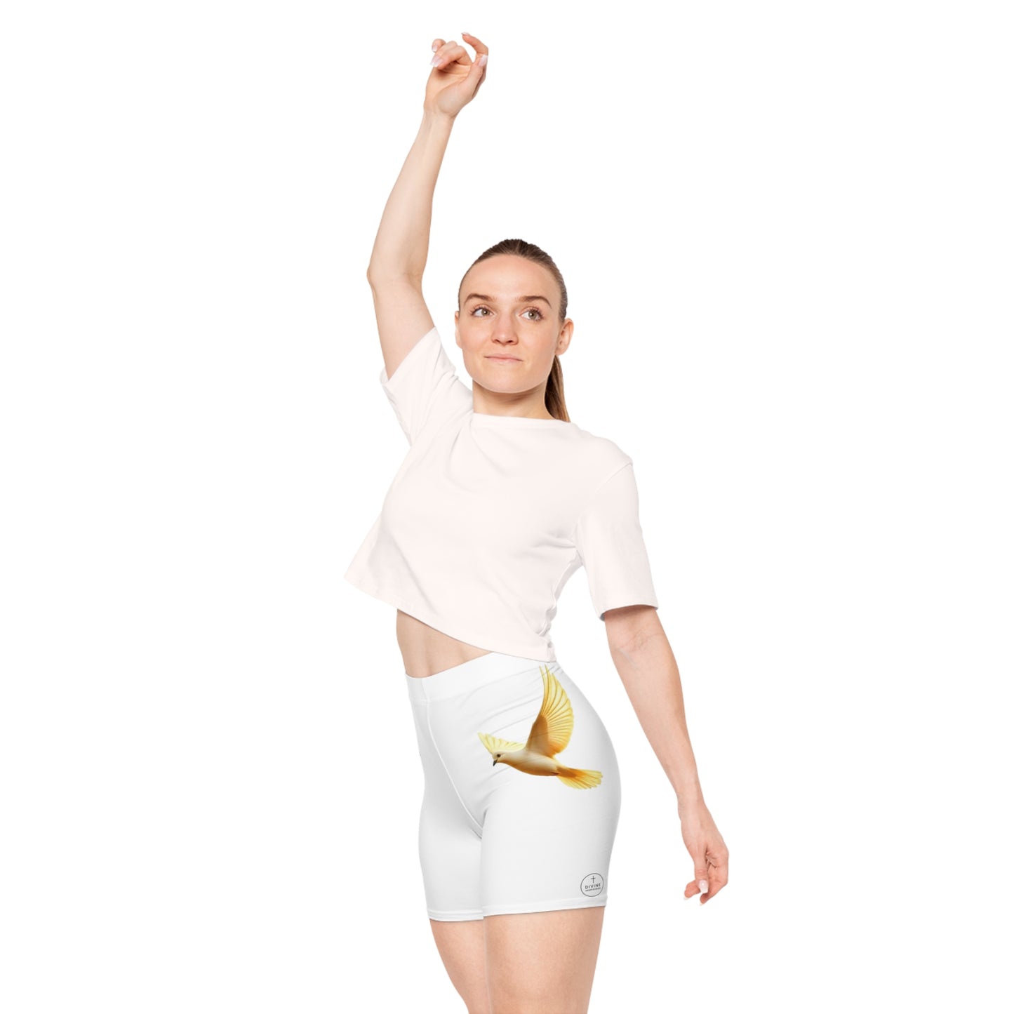 Golden Dove Women’s Biking Shorts – Spirit of Peace and Power