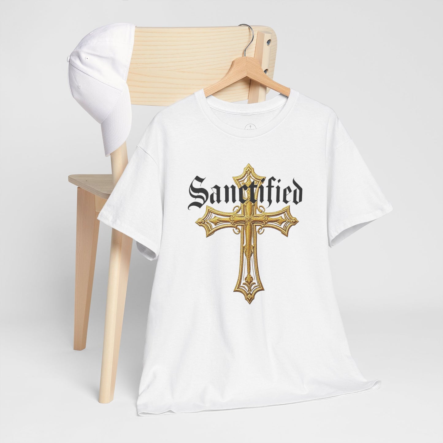 Sanctified Men's Gothic Cross T-Shirt – Faith in Bold Elegance