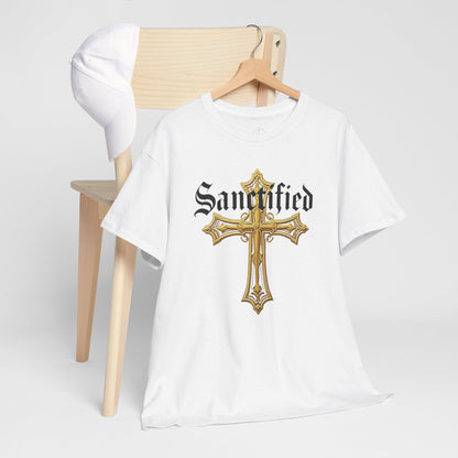 Sanctified Men's Gothic Cross T-Shirt – Faith in Bold Elegance