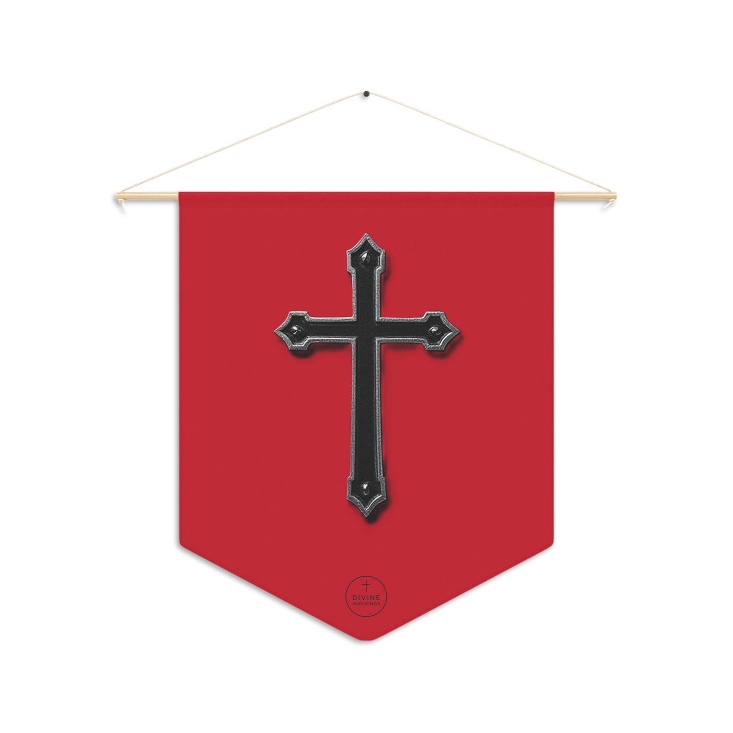 At the Foot of the Cross Pennant Banner in Red – Black Cross Design