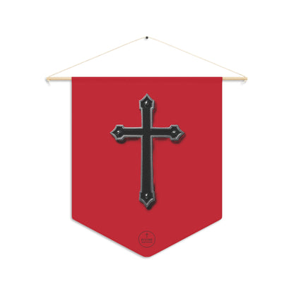 At the Foot of the Cross Pennant Banner in Red – Black Cross Design