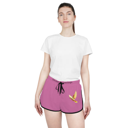 Peaceful Spirit Women's Shorts in Pink with Dove in Flight Design