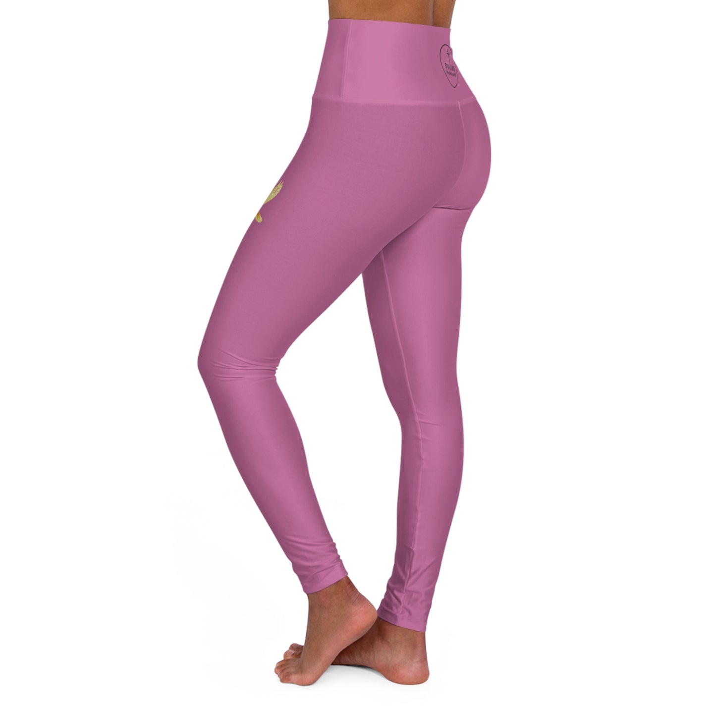 Golden Dove Women’s High-Waisted Yoga Leggings in Pink – Spirit of Peace and Power
