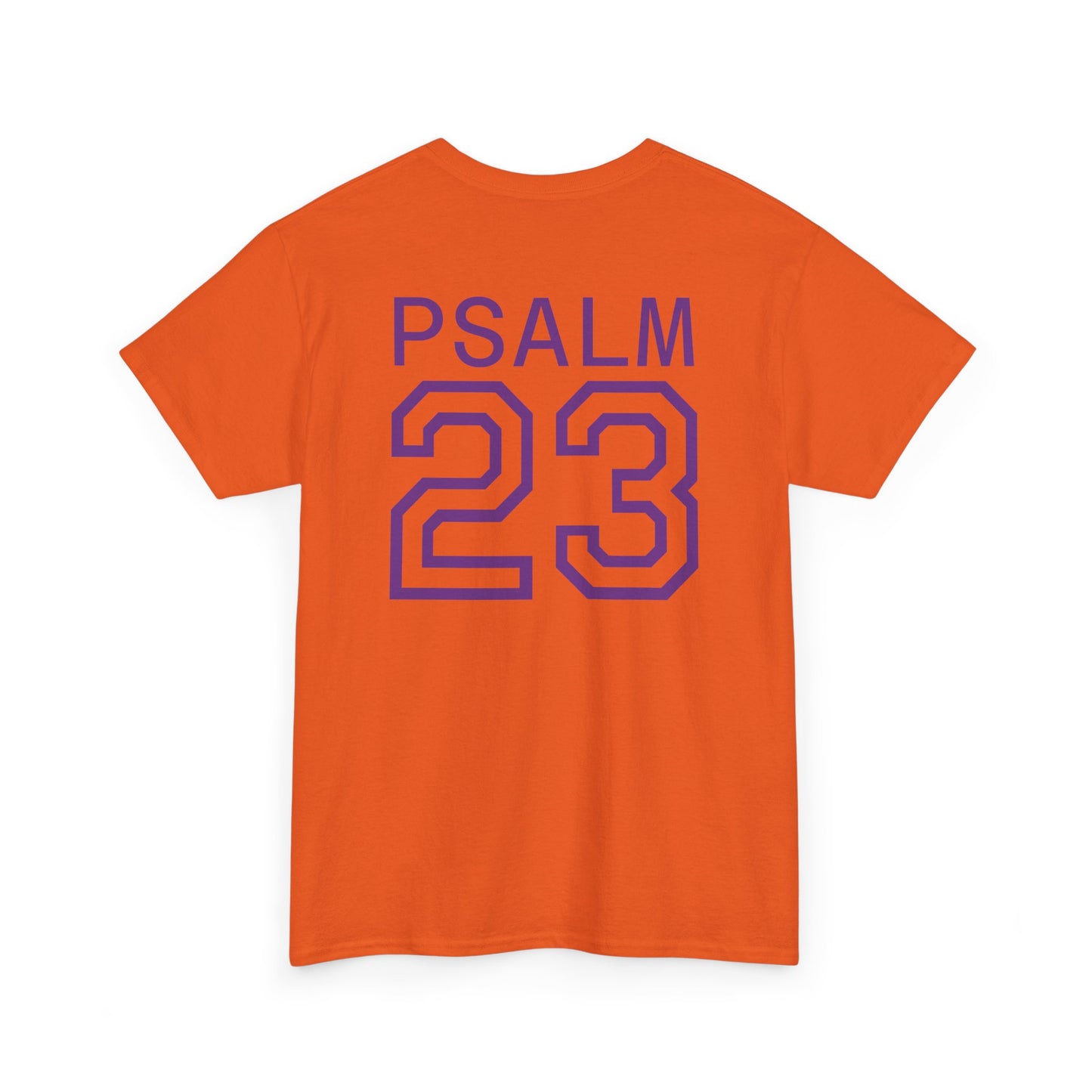 Psalm 23 Men’s T-Shirt – Inspired Sports-Style Shirt (Purple Lettering)