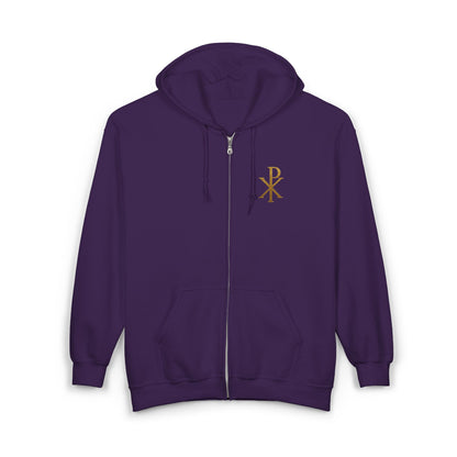 Men’s Chi Rho Zip-Up Hoodie – Comfortable Faith-Inspired Style