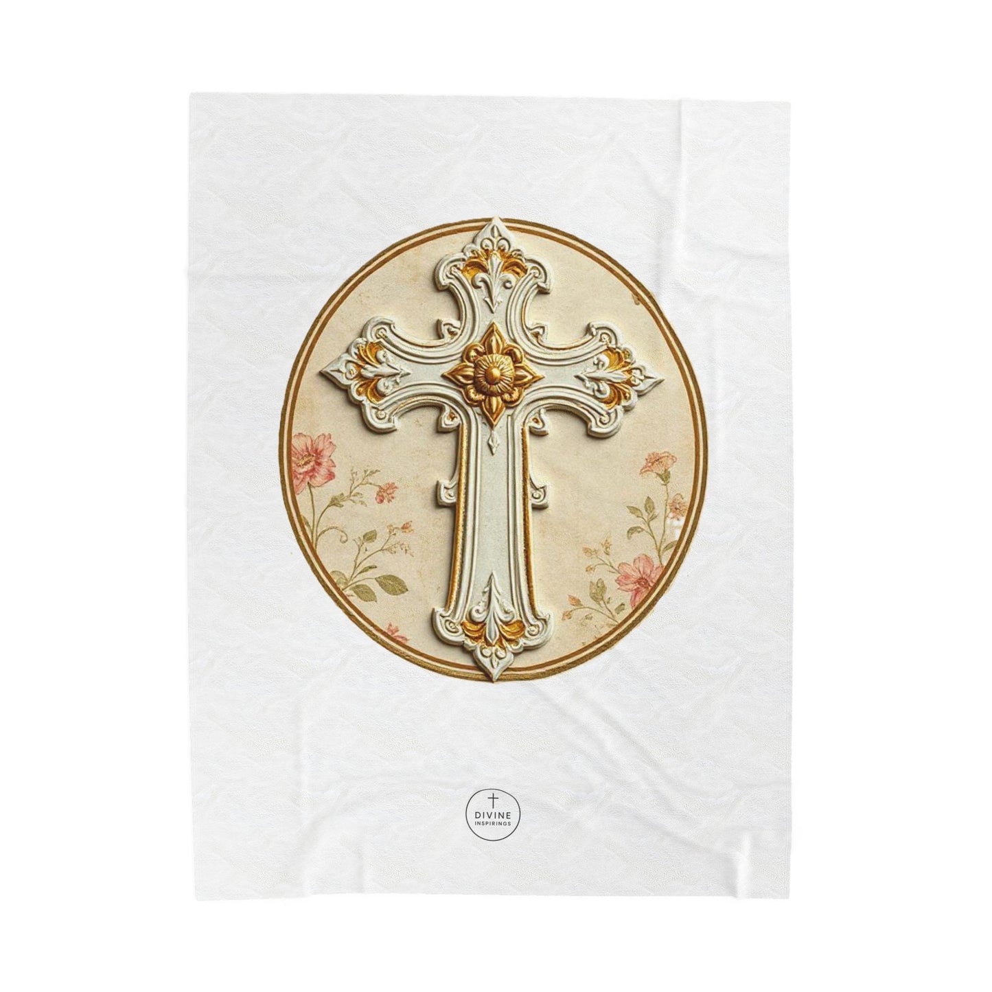Floral Grace Velveteen Plush Blanket – Luxurious Christian Home Décor
