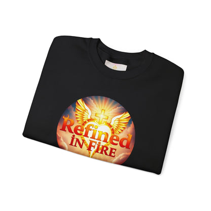 Men’s “Refined in Fire” Christian Sweatshirt – Bold Flame Design Pullover